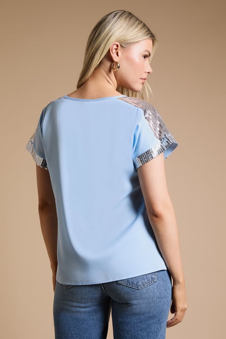 Short Sleeve T-Shirt Sequin Blouse - Image 3