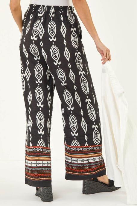 Aztec Border Print Wide Leg Trousers - Image 3