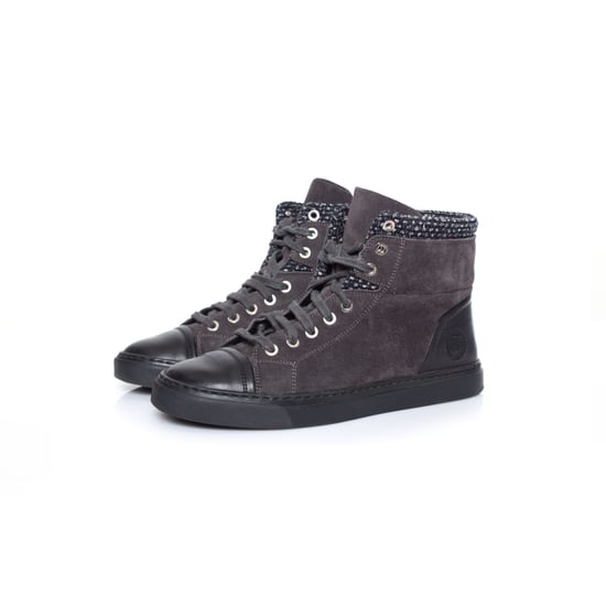 Chanel, high top cc logo tennis sneakers with tweed - Image 1