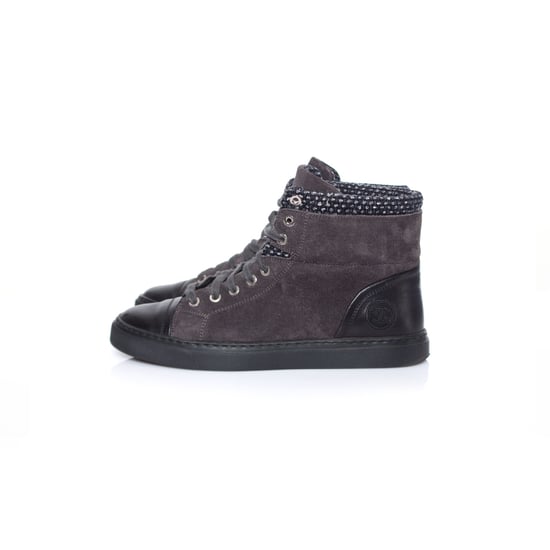 Chanel, high top cc logo tennis sneakers with tweed - Image 2