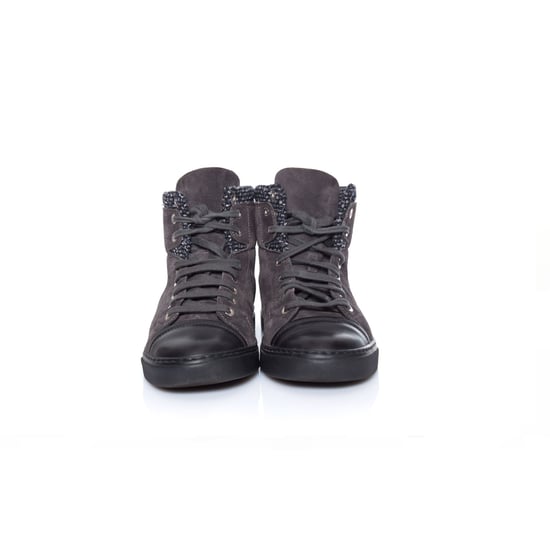 Chanel, high top cc logo tennis sneakers with tweed - Image 3