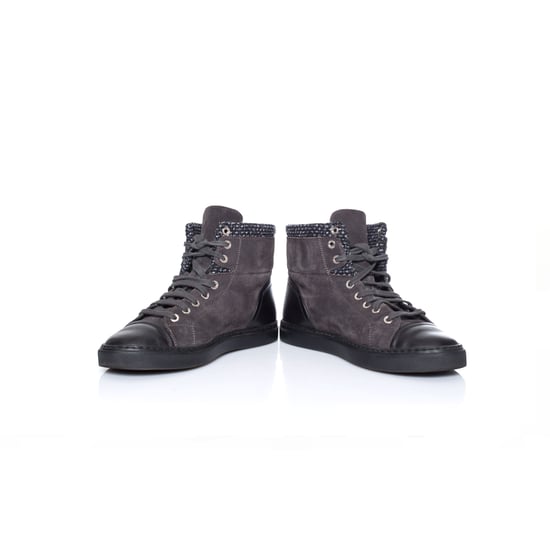 Chanel, high top cc logo tennis sneakers with tweed - Image 6
