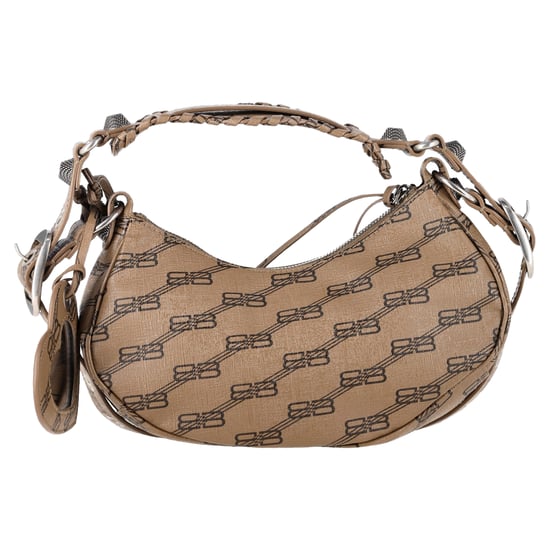 Balenciaga Monogram Le Cagole Mini Axelremsväska i Beige Belagd Canvas - Image 3