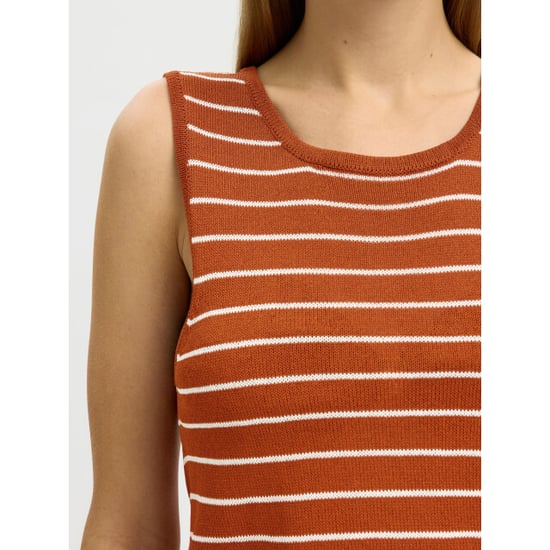 Selected Femme slfmoon sus sl knit top b 16093769 potters clay stripes - Image 4