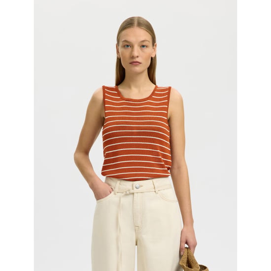 Selected Femme slfmoon sus sl knit top b 16093769 potters clay stripes - Image 5