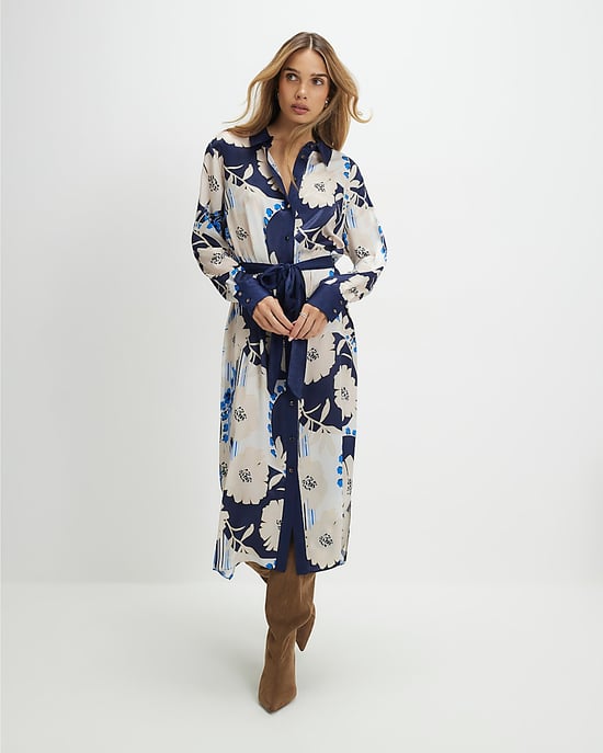 River Island Womens Midi Shirt Dress Cream Floral - Image 2