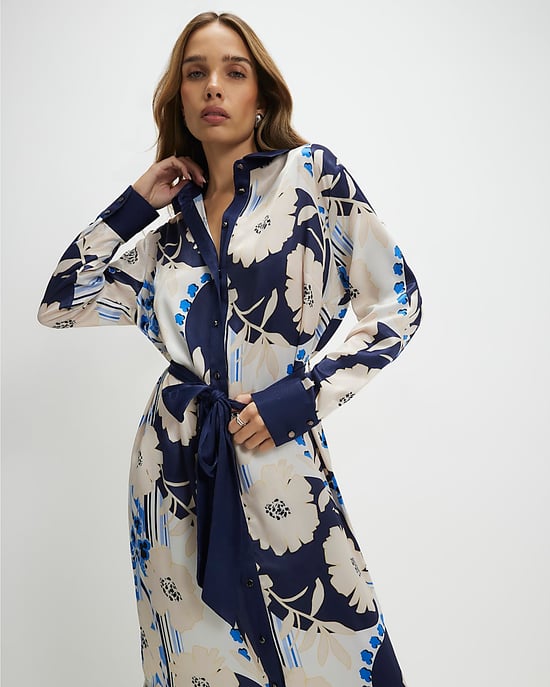 River Island Womens Midi Shirt Dress Cream Floral - Image 4