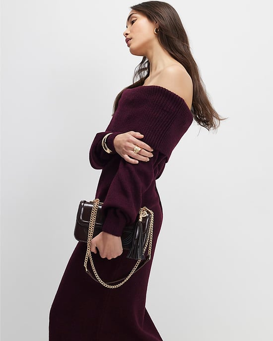 River Island Womens Bardot Midi Dress Red Knit Long Sleeve - Image 4