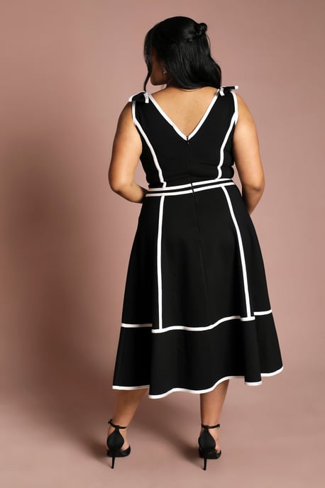 Plus Ponte Piping Contrast Midi Dress - Image 3