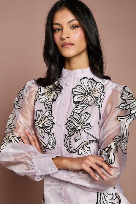 Petite Placement Embroidered Long Sleeve Midi Dress - Image 4