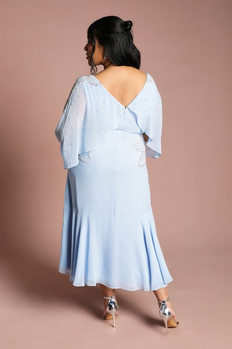 Plus Embellished Midi Dress With Cape Sleeves - Image 3