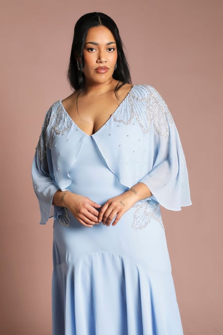 Plus Embellished Midi Dress With Cape Sleeves - Image 4