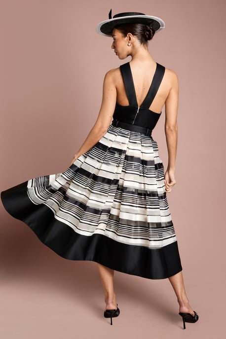 Lisa Tan Halter Neck Mono Stripe Midi Dress - Image 3
