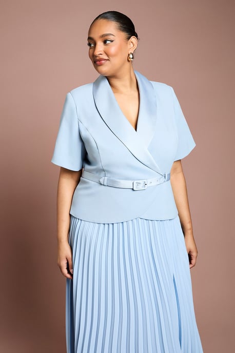 Plus 2 In 1 Wrap Dress With Pleated Skirt - Image 2