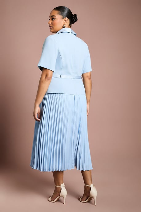 Plus 2 In 1 Wrap Dress With Pleated Skirt - Image 3