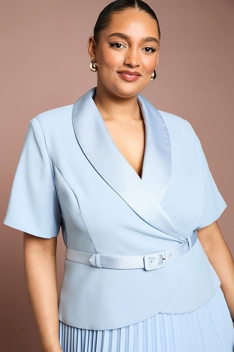 Plus 2 In 1 Wrap Dress With Pleated Skirt - Image 4