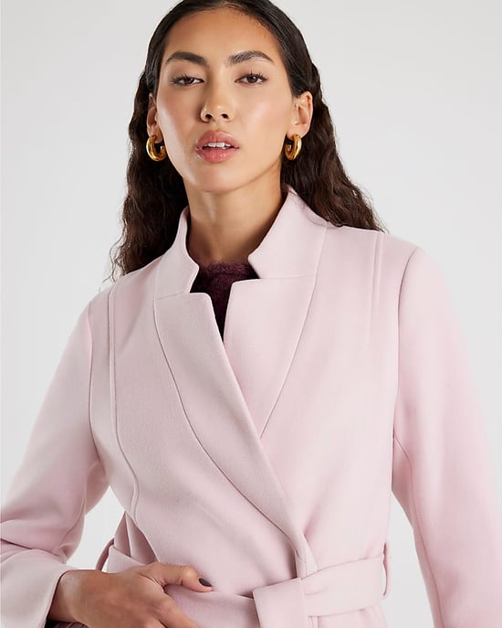 River Island Womens Wrap Coat Pink Notch Collar Belted - Image 2