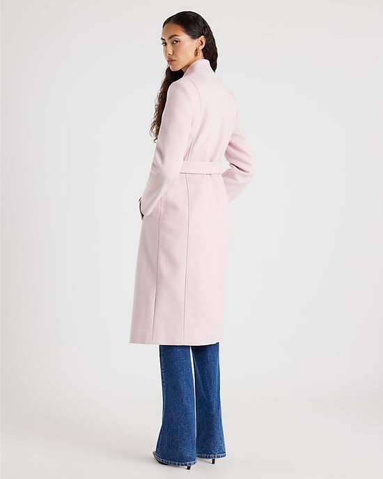 River Island Womens Wrap Coat Pink Notch Collar Belted - Image 3