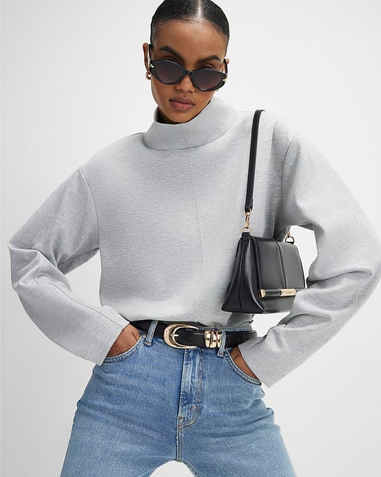 River Island Womens Top Grey Funnel Neck - Image 1