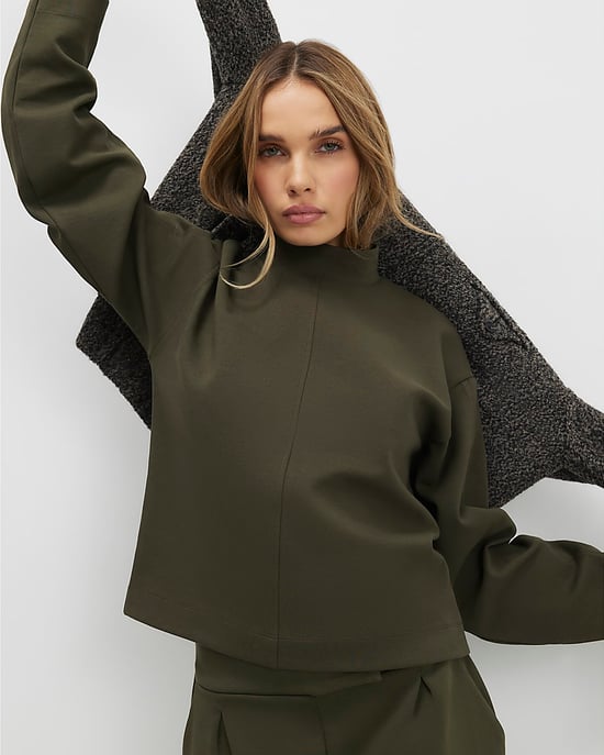 River Island Womens Top Khaki Funnel Neck - Image 1