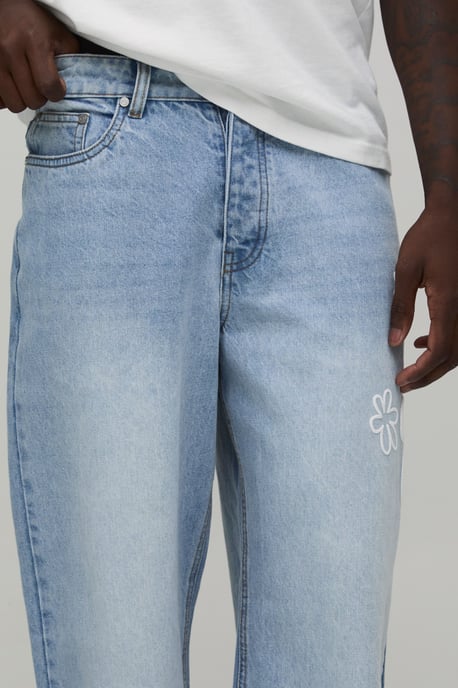 Relaxed Fit Floral Puff Print Jeans - Image 4