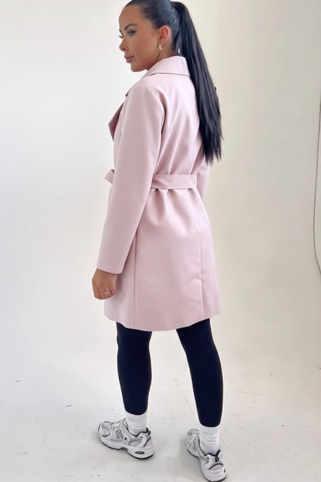 Light Pink Waterfall Duster Belted Long Coat- Pola - Image 2