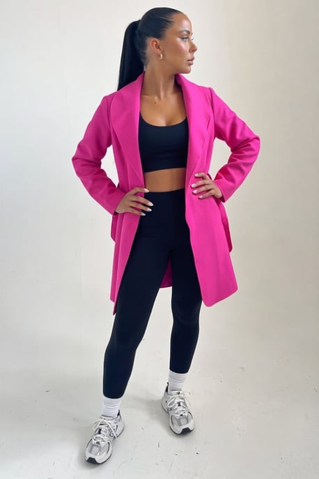 Fuchsia Waterfall Duster Belted Long Coat- Pola - Image 1