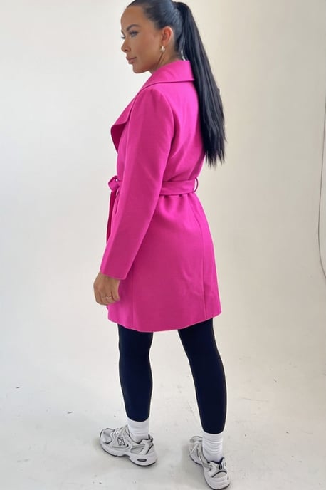 Fuchsia Waterfall Duster Belted Long Coat- Pola - Image 4
