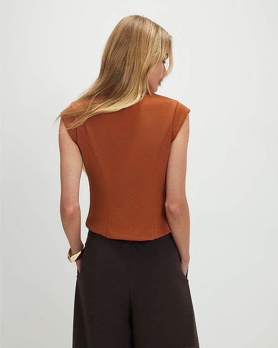 River Island Womens Waistcoat Orange Cap Sleeve Twill - Image 3