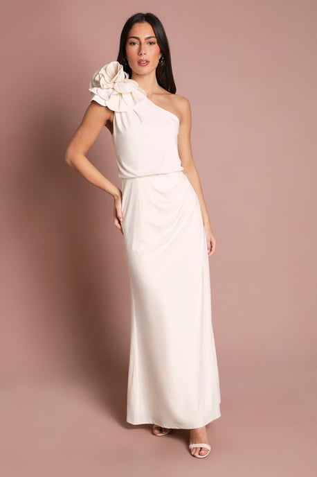 Corsage One Shoulder Jersey Maxi Dress - Image 1