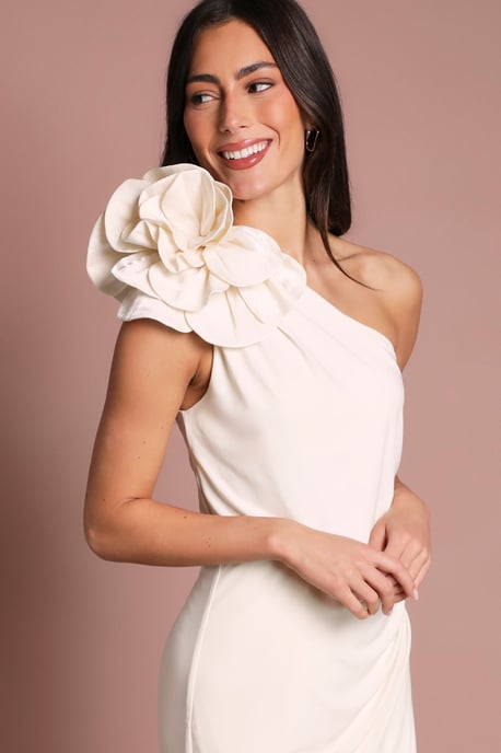 Corsage One Shoulder Jersey Maxi Dress - Image 2