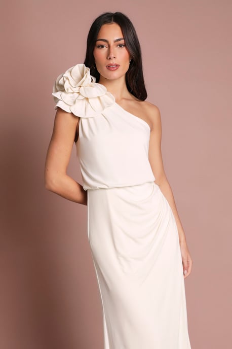 Corsage One Shoulder Jersey Maxi Dress - Image 4