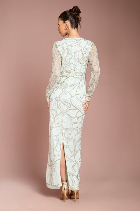Long Sleeve Floral Embellished Maxi Dress - Image 3