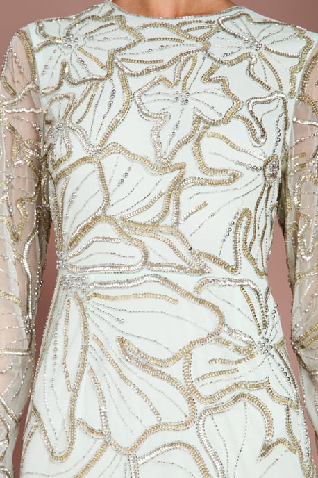 Long Sleeve Floral Embellished Maxi Dress - Image 4