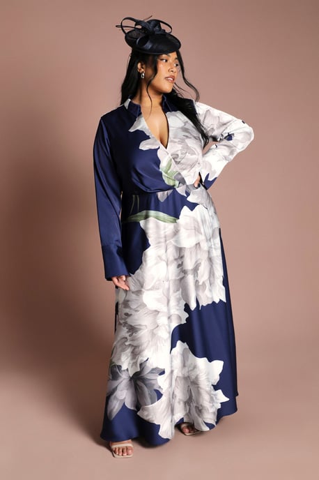 Plus Placement Print Wrap Front Gown - Image 1