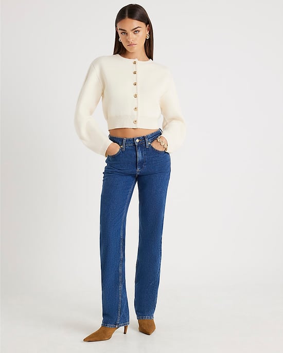 River Island Womens Cardigan Cream Knitted Structured Sleeve - Image 3