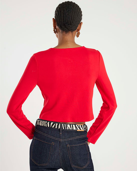 River Island Womens Cardigan Red Long Sleeve Cropped Heart - Image 4