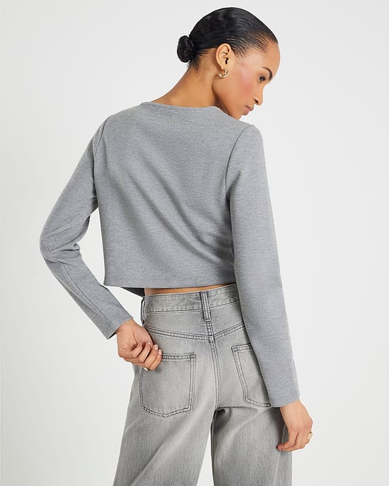 River Island Womens Cardigan Grey Long Sleeve Cropped Heart - Image 3