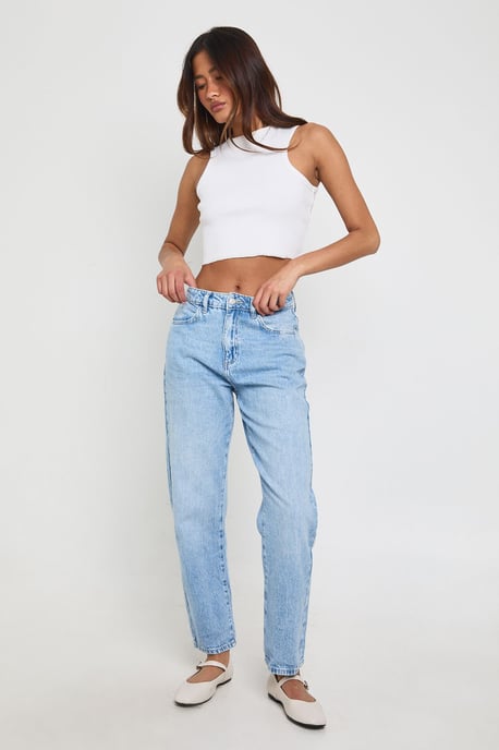 Basics High Waist Mom Jean - Image 1