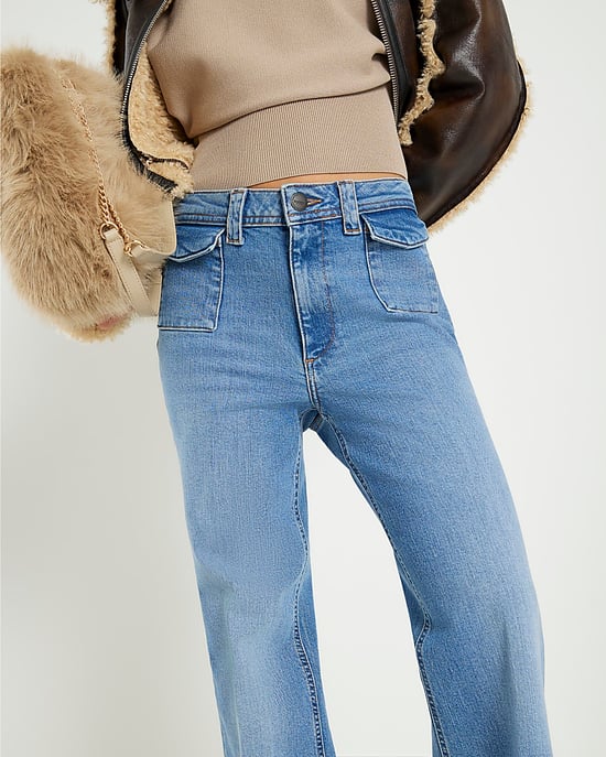 River Island Womens Flared Jeans Petite Denim High Waisted Relaxed - Image 4