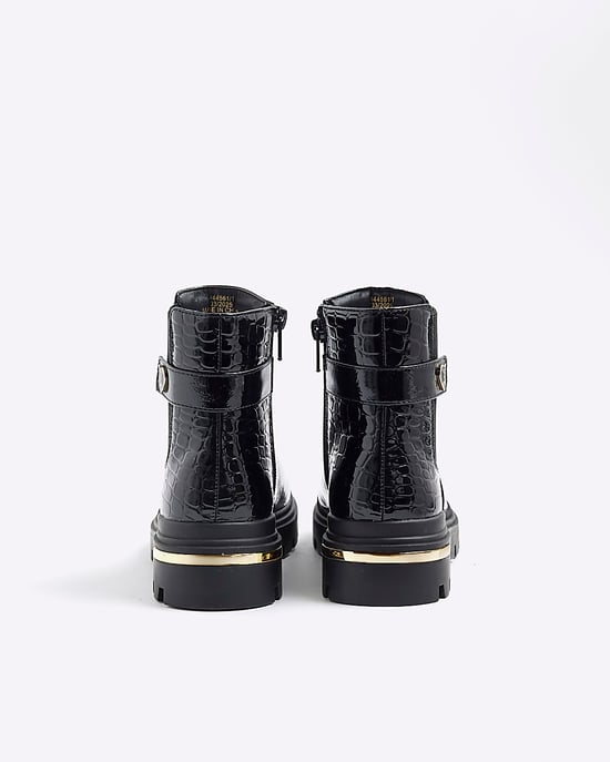 River Island Girls Chelsea Boots Black Heart Strap - Image 2