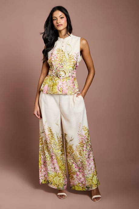 Petite Placement Print Button Through Belted Blouse - Image 2