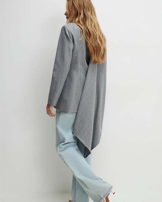 River Island Womens Blazer Grey Striped Double Breasted Cape - Image 3