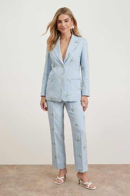 Floral Embroidered Tailored Suit Trouser - Image 1