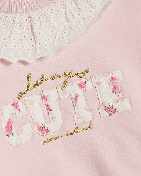 River Island Mini Girls Sweatshirt & Bottoms Set Pink 2 Piece - Image 3