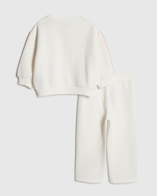 River Island Mini Girls Sweatshirt & Joggers Set Cream 2 Piece - Image 2