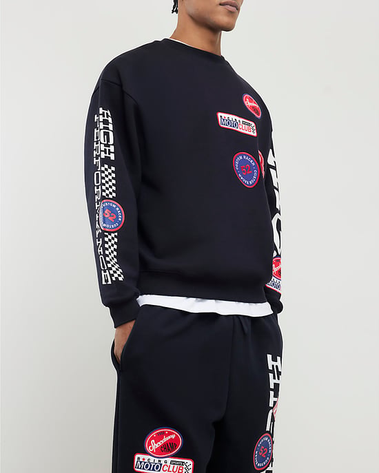 River Island Mens Sweatshirt Black High Performance Badge - Image 4
