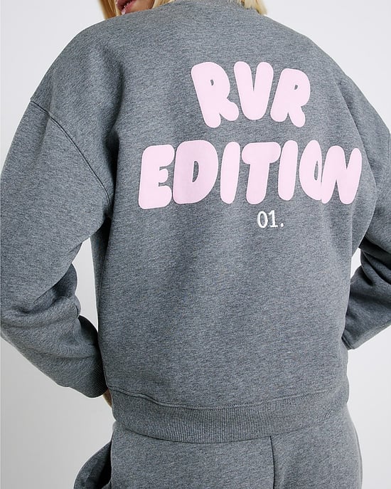 River Island Womens Sweatshirt Grey RVR Edition Back Print - Image 3