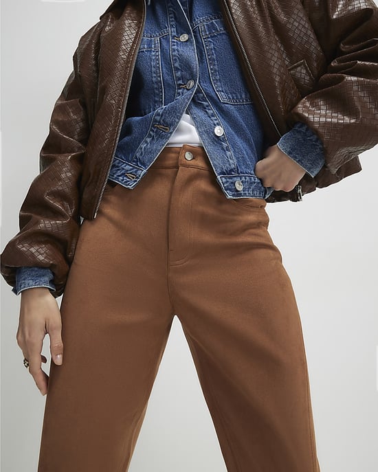River Island Womens Trousers Brown Faux Suede Barrel Leg - Image 4