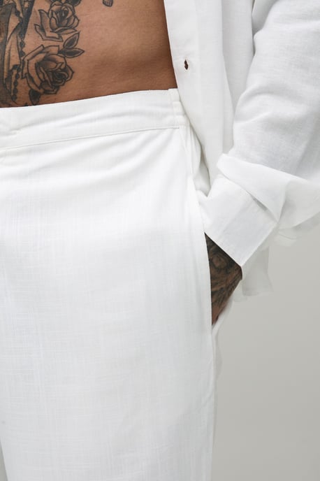 Tall Half & Half Waist Relaxed Fit Linen Blend Trouser - Image 3